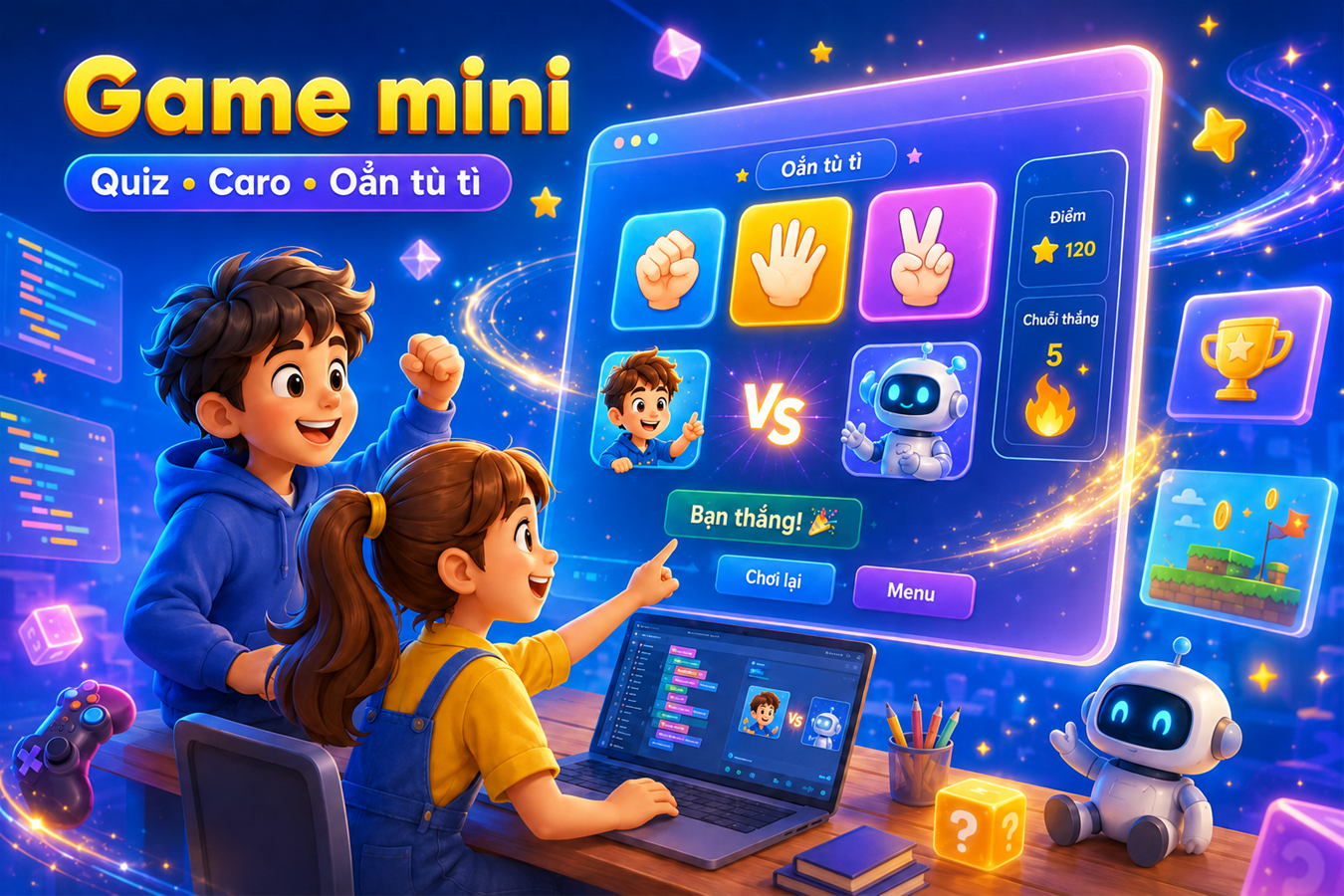 Minh họa game hoặc công cụ tương tác trong khóa Vibe Coding