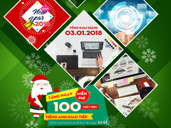 Tặng 100 suất học Tiếng Anh giao tiếp miễn phí khi đăng ký học Tin học khóa 03/01/2018