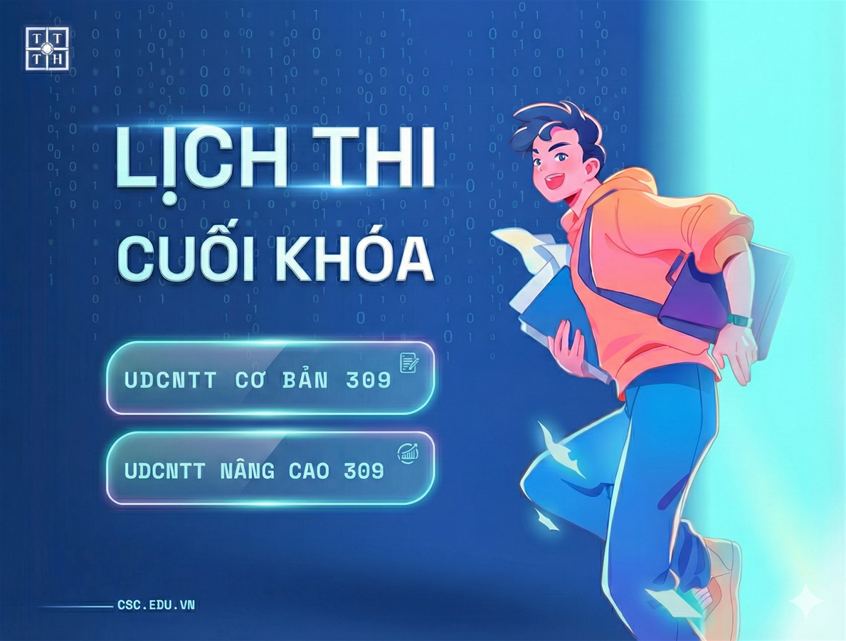 Thông báo thi kết khóa 309 - Tin học ứng dụng